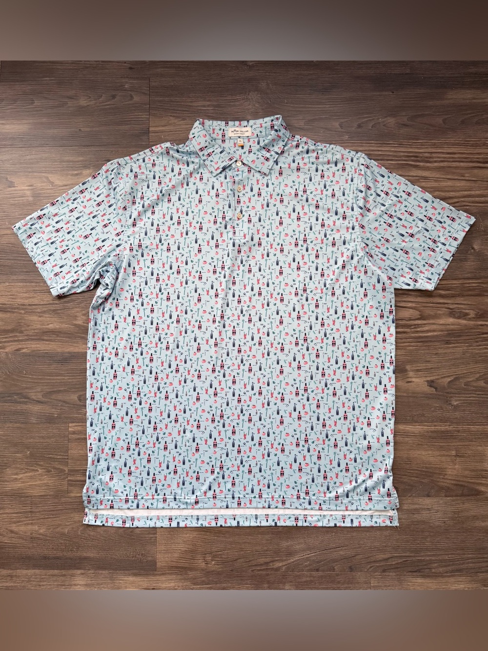 Peter Millar Light Blue Short-Sleeve Printed Polo